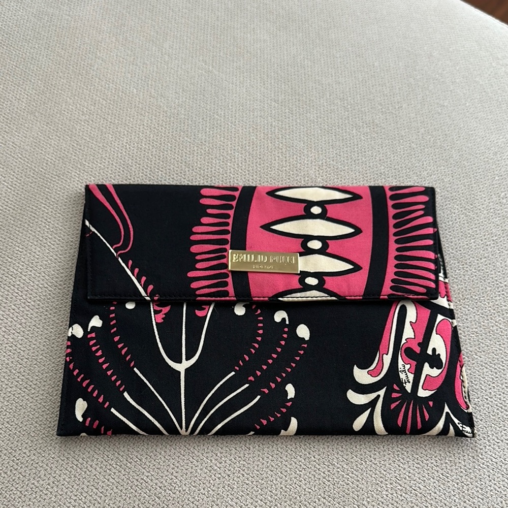 Emilio Pucci Black and Pink Clutch Cosmetic Bag